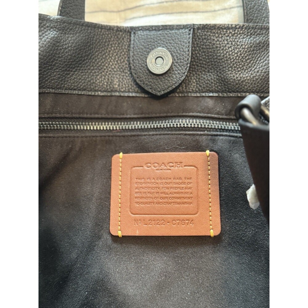 COACH Signature Field Tote 40 Charcoal and Black Pebble Leather C7674 - Picture 11 of 16